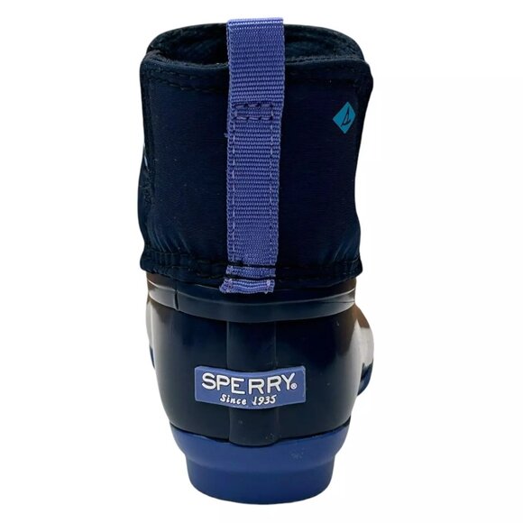 Sperry Saltwater Chelsea JR Baby/Toddler Girl's Duck Boots Size 6 Navy Blue/Aqua - Picture 6 of 12